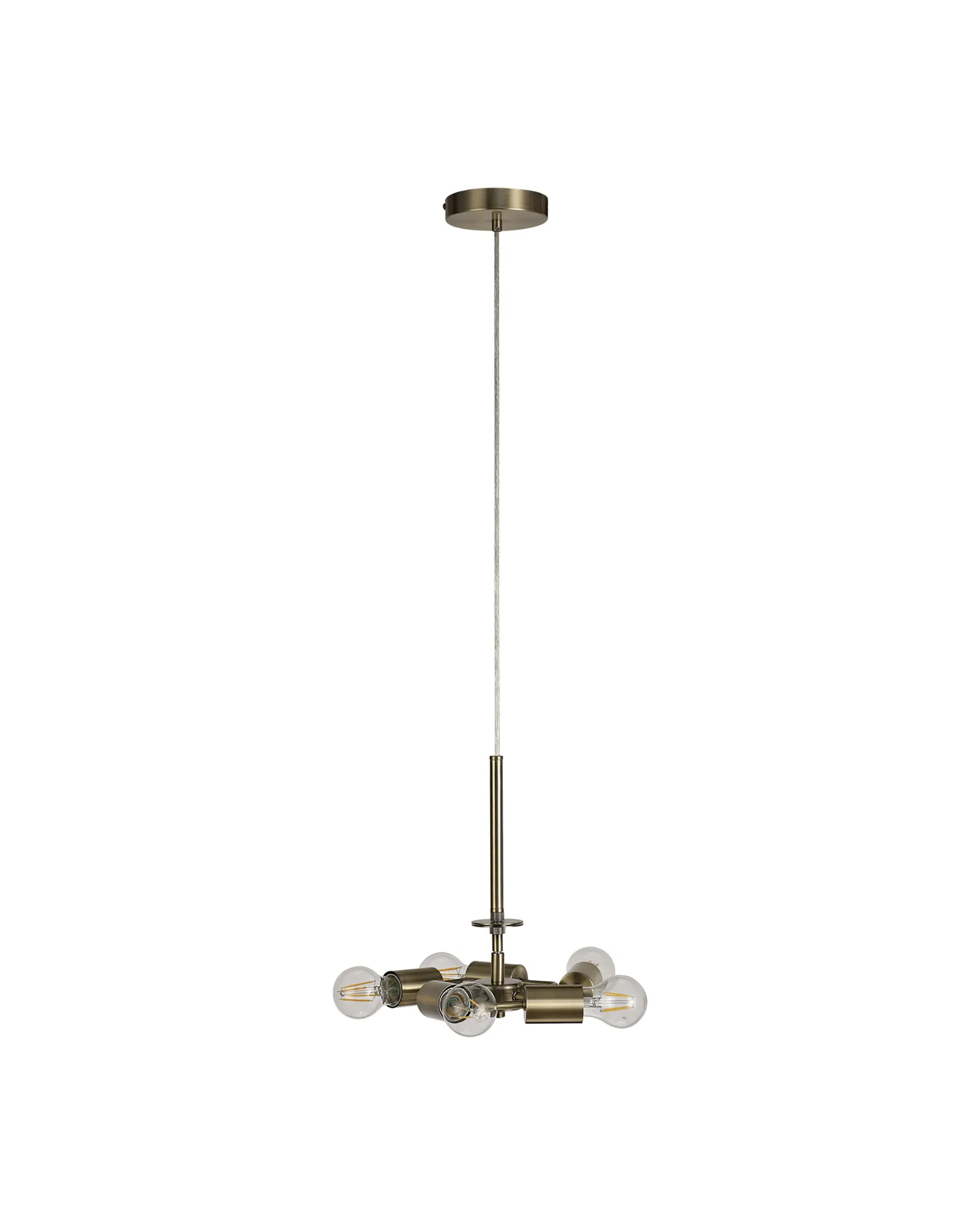 Baymont 60cm 5 Light Pendant Antique Brass; Raw Cocoa/Grecian Bronze; Frosted Diffuser DK0520  Deco Baymont AB RC